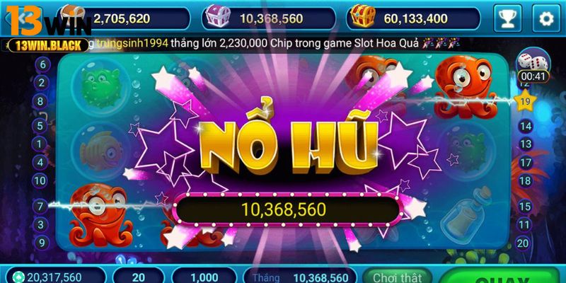 Khuyến mãi hoàn trả và thưởng nạp khi chơi nổ hũ tại 13win với banner rực rỡ và thông tin rõ ràng